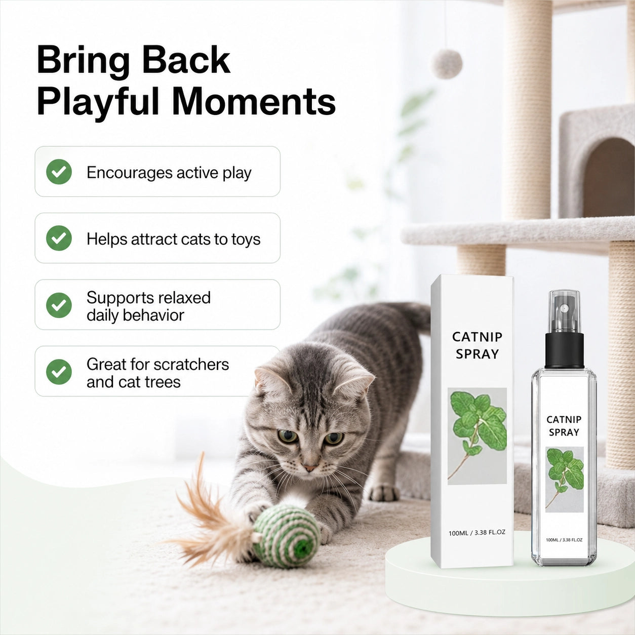 Catnip spray for cats calming toy attractant product detail image