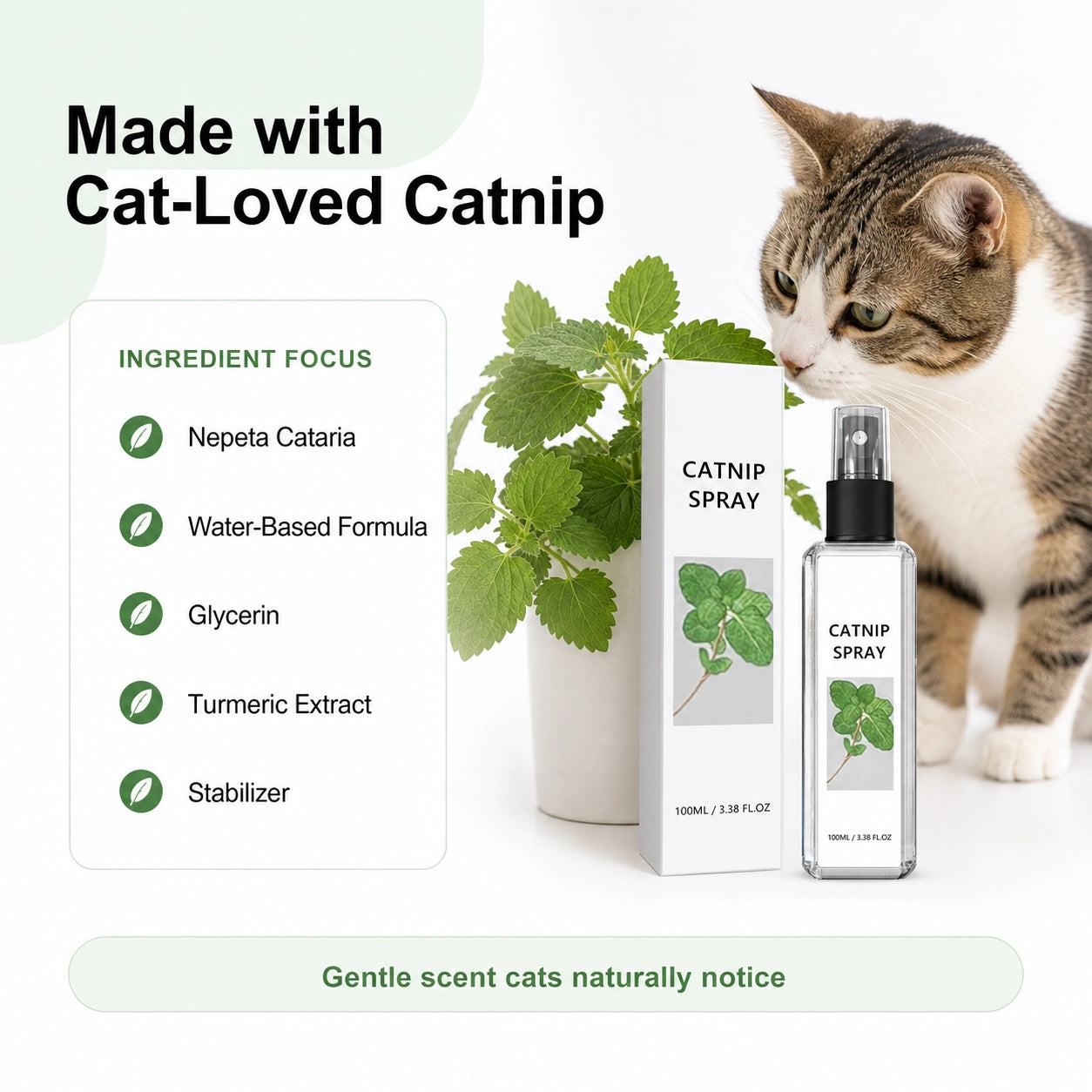 Catnip spray for cats calming toy attractant usage image
