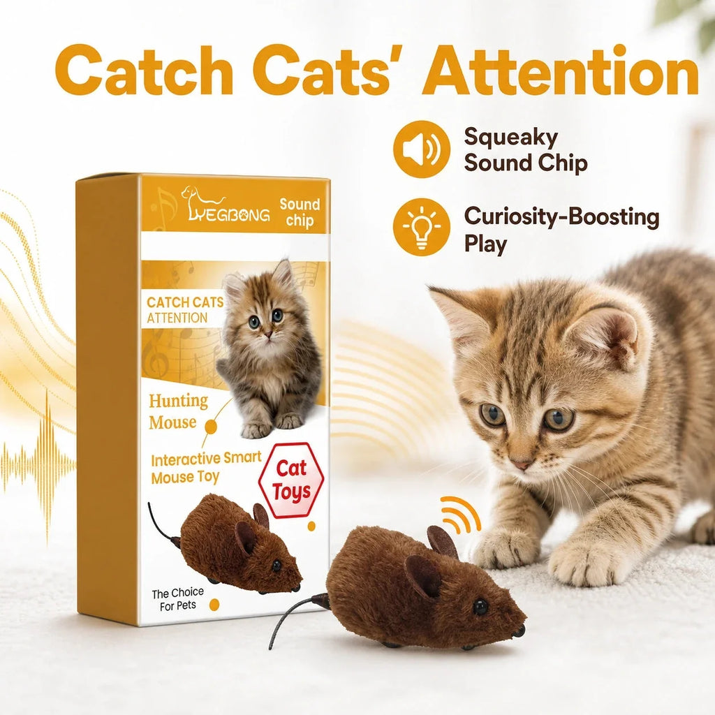 Interactive squeaky mouse toy for cats size image