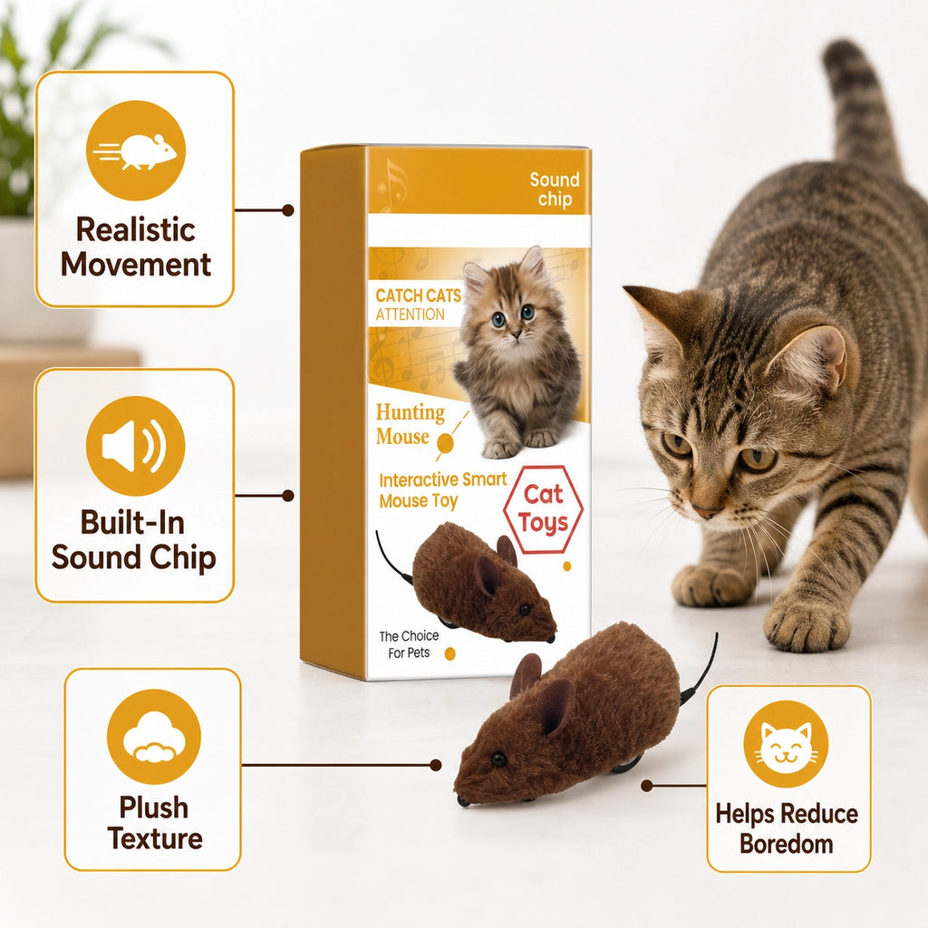 Interactive squeaky mouse toy for cats usage image