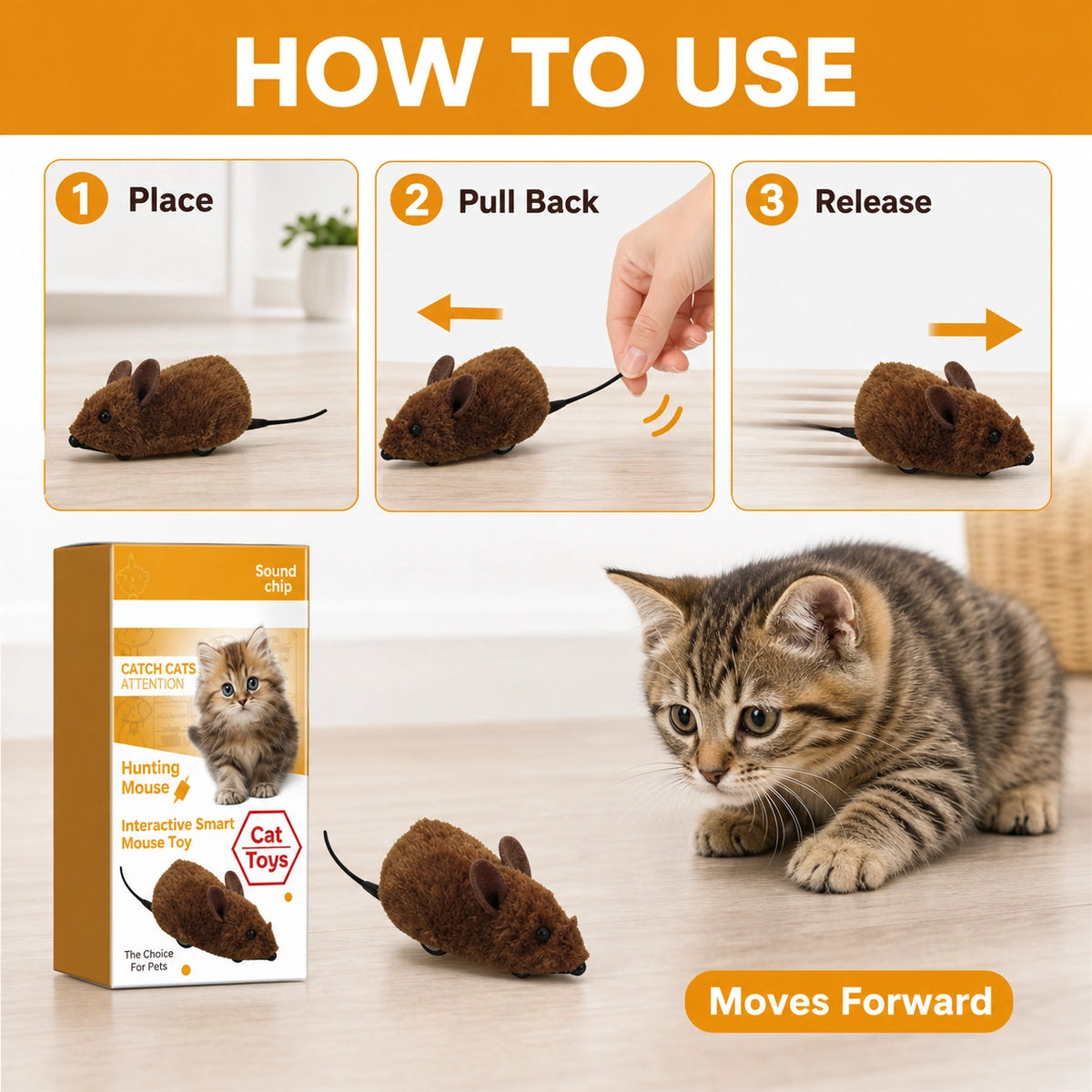 Interactive squeaky mouse toy for cats benefit image