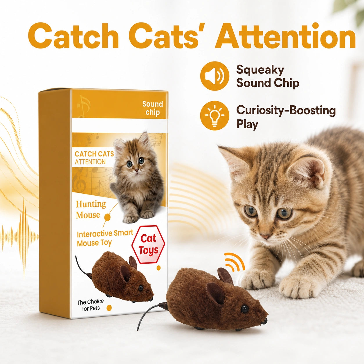 Interactive squeaky mouse toy for cats size image