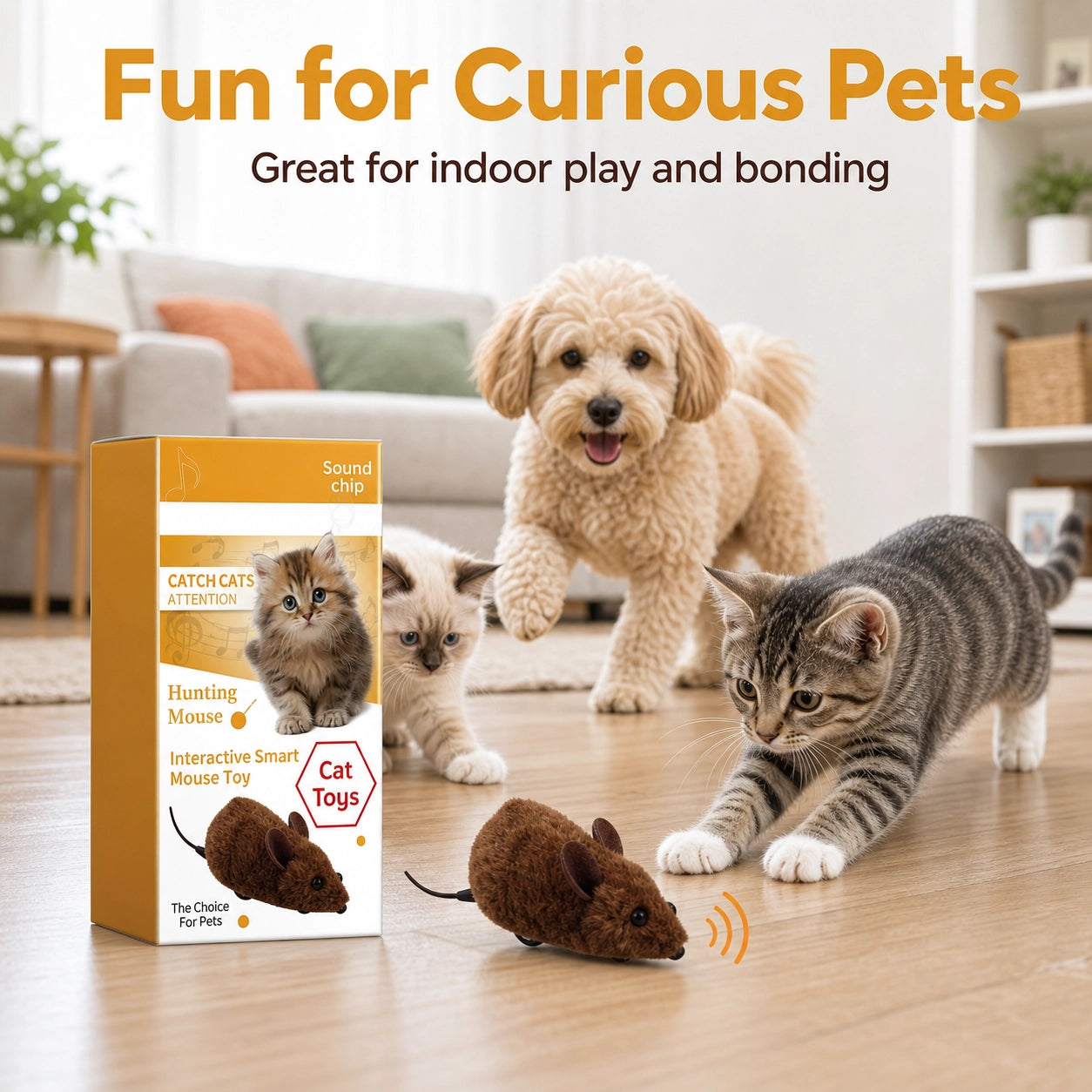 Interactive squeaky mouse toy for cats additional product image