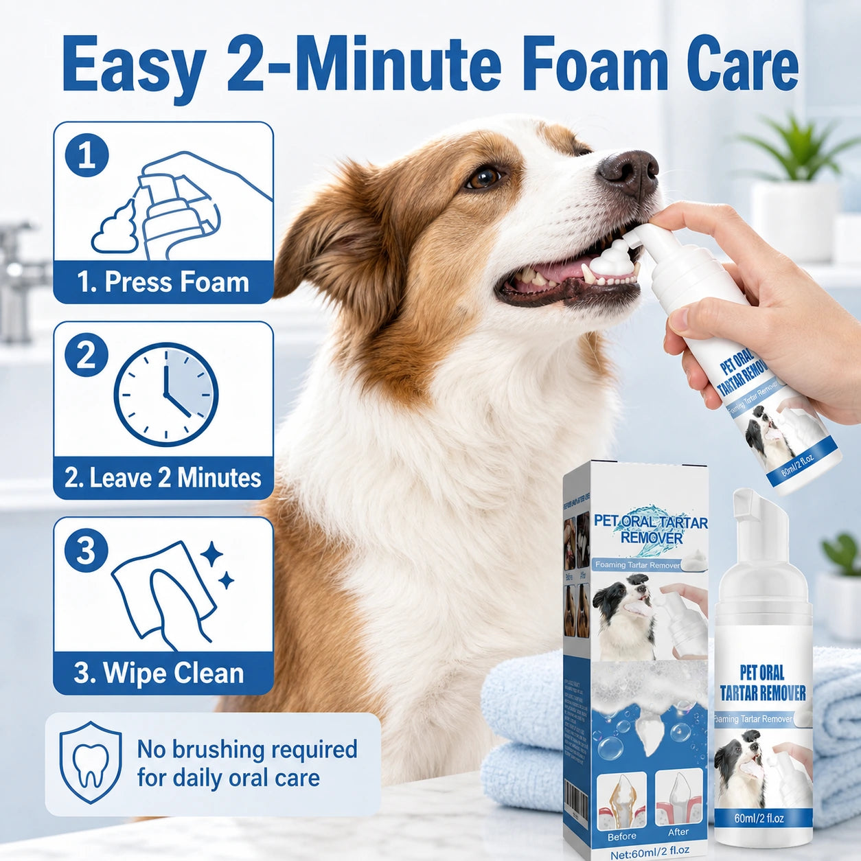 Dog and cat teeth cleaning foam for tartar benefit image