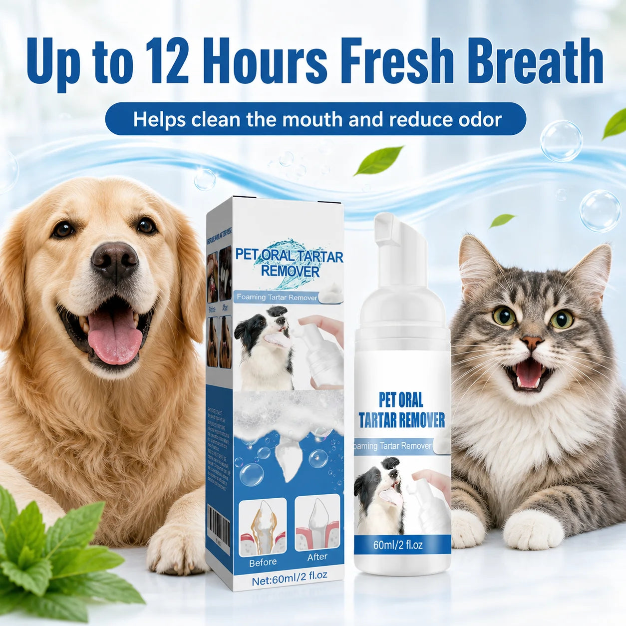 Dog and cat teeth cleaning foam for tartar feature image