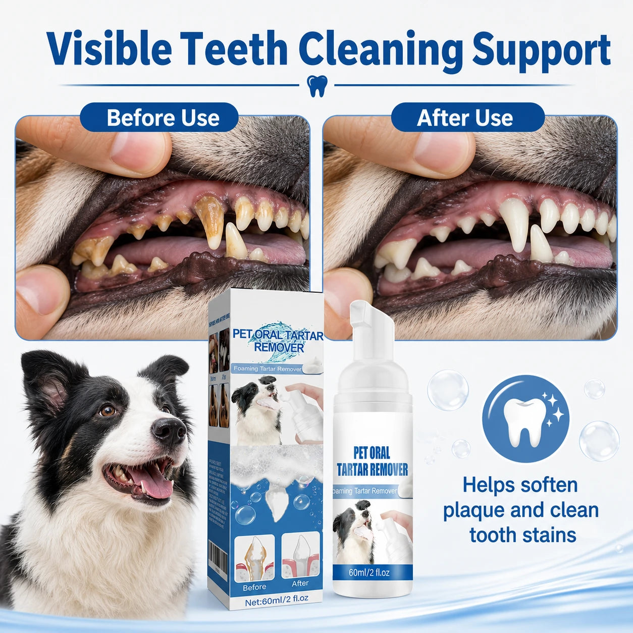Dog and cat teeth cleaning foam for tartar size image