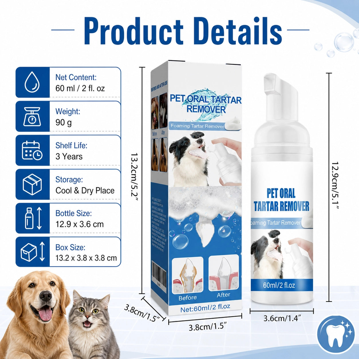 Dog and cat teeth cleaning foam for tartar additional product image