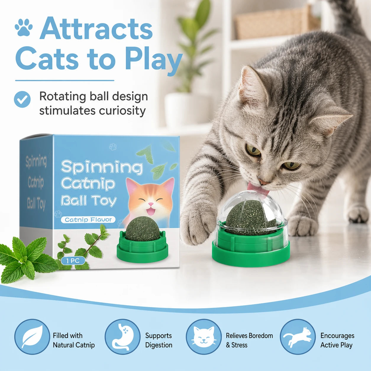 Catnip Mint Ball Toy for Cats | Interactive Cat Enrichment & Play Ball | Pet Mico