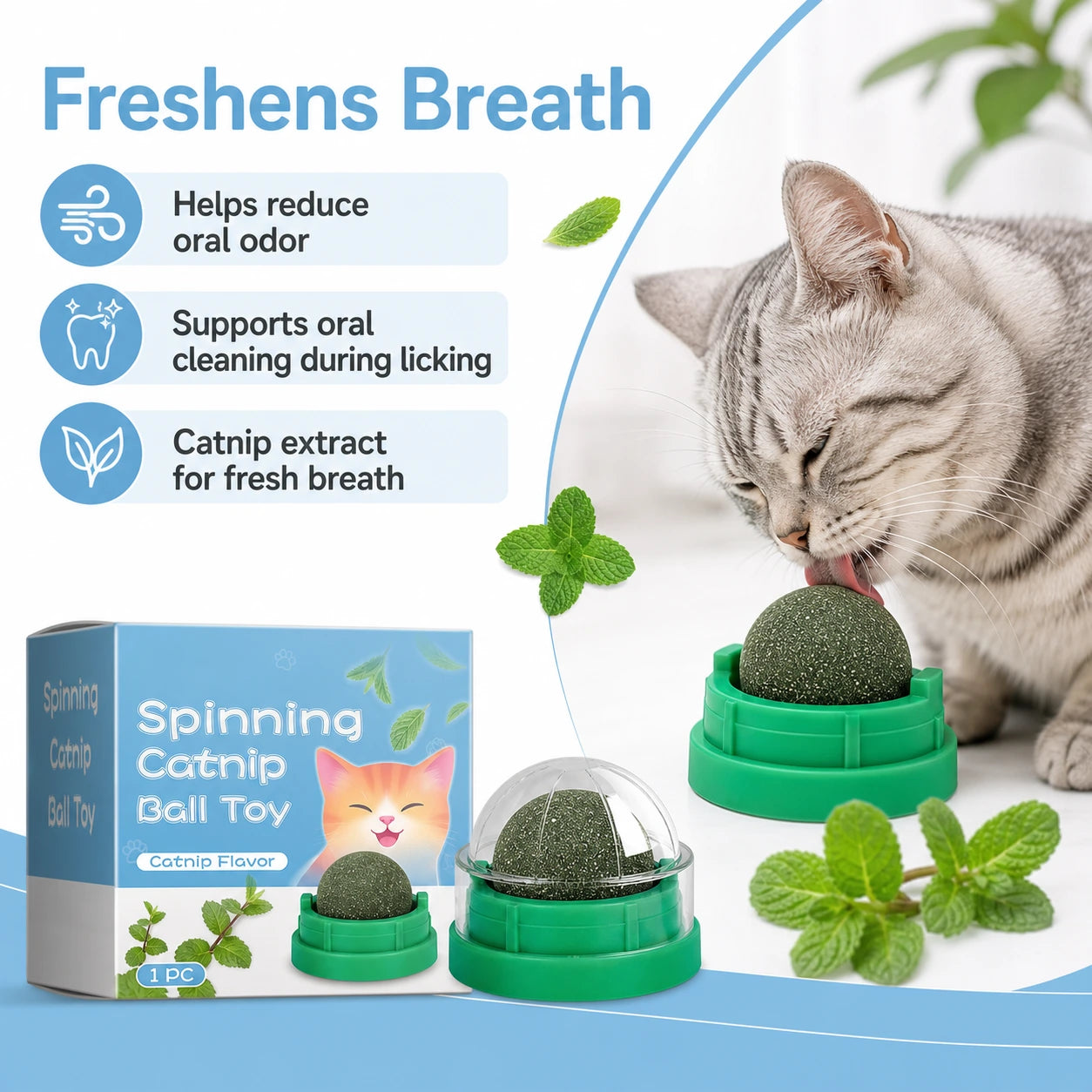 Catnip Mint Ball Toy for Cats | Interactive Cat Enrichment & Play Ball | Pet Mico