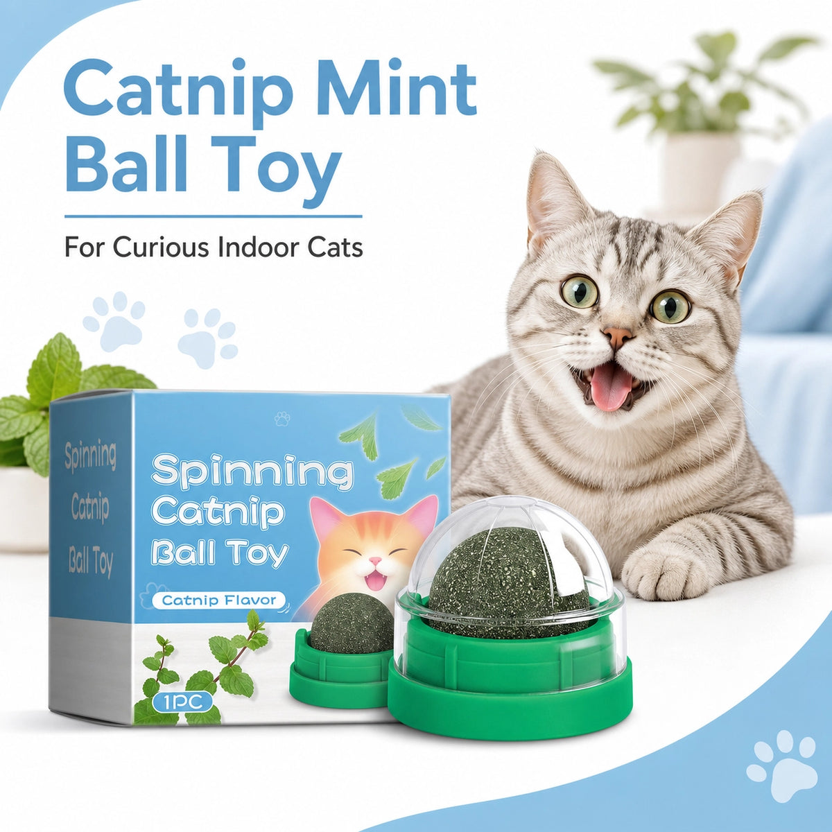 Catnip Mint Ball Toy for Cats | Interactive Cat Enrichment & Play Ball | Pet Mico