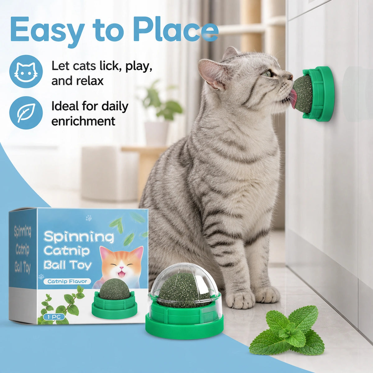 Catnip Mint Ball Toy for Cats | Interactive Cat Enrichment & Play Ball | Pet Mico