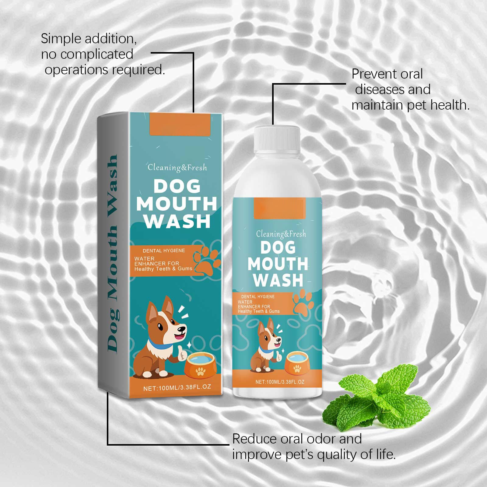Dog Dental Water Additive for Bad Breath & Tartar