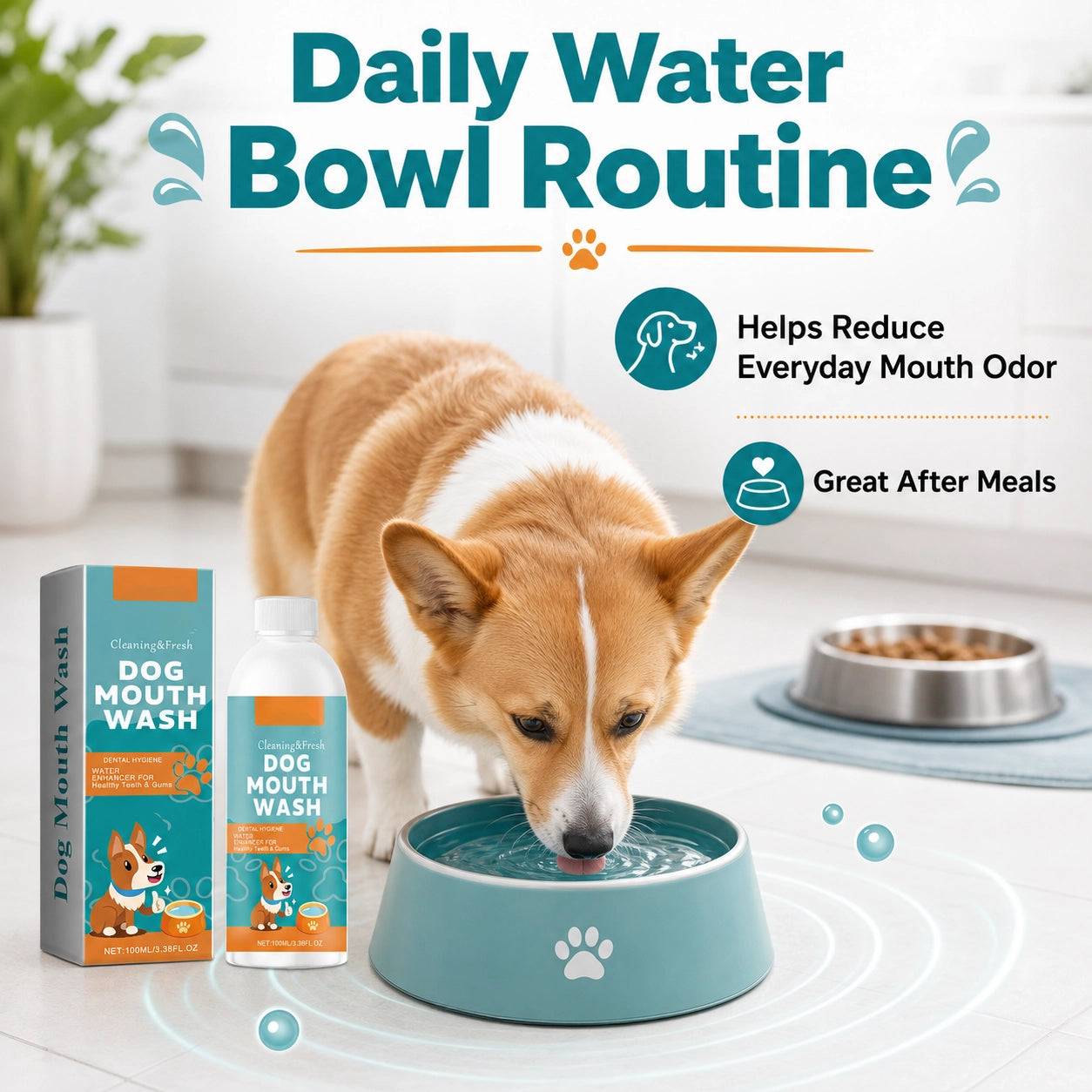 Dog Dental Water Additive – Fresh Breath & Daily Oral Care with Mint Extract