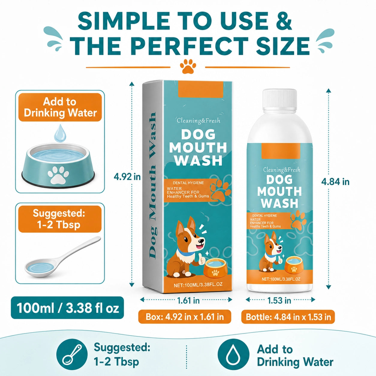 Dog dental water additive for bad breath and tartar control benefit image