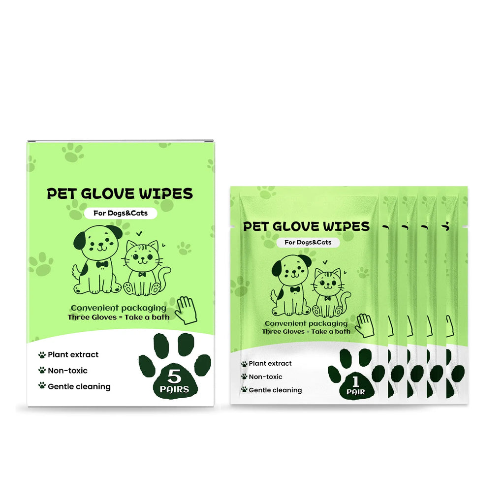 Pet Cleaning Glove Wipes for Dogs & Cats
