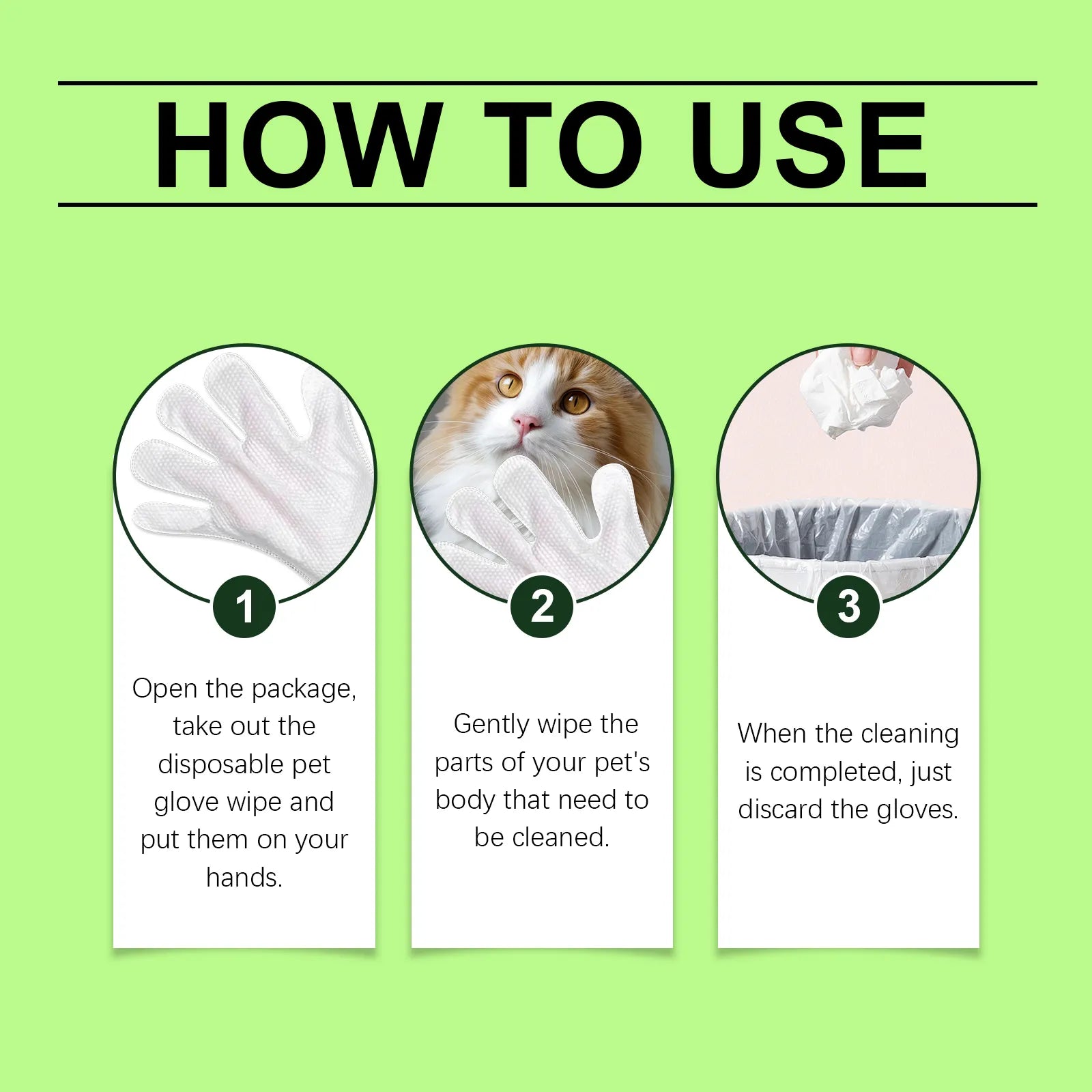 Pet Cleaning Glove Wipes for Dogs & Cats