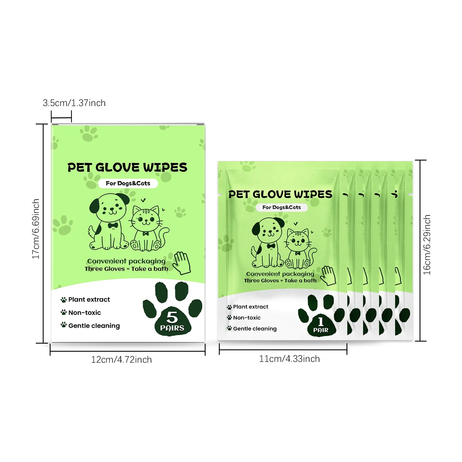 Pet Cleaning Glove Wipes for Dogs & Cats
