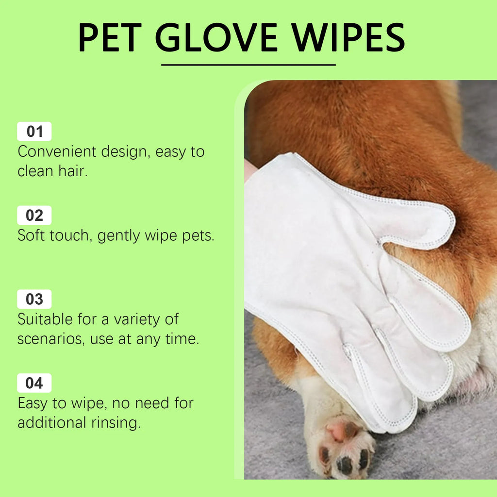 Pet Cleaning Glove Wipes for Dogs & Cats
