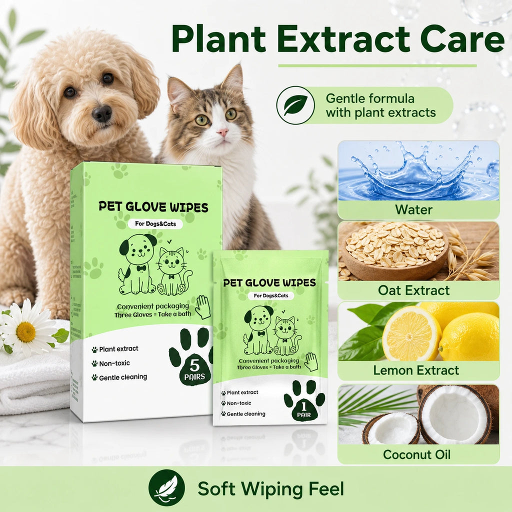 Pet cleaning glove wipes for dogs and cats size image