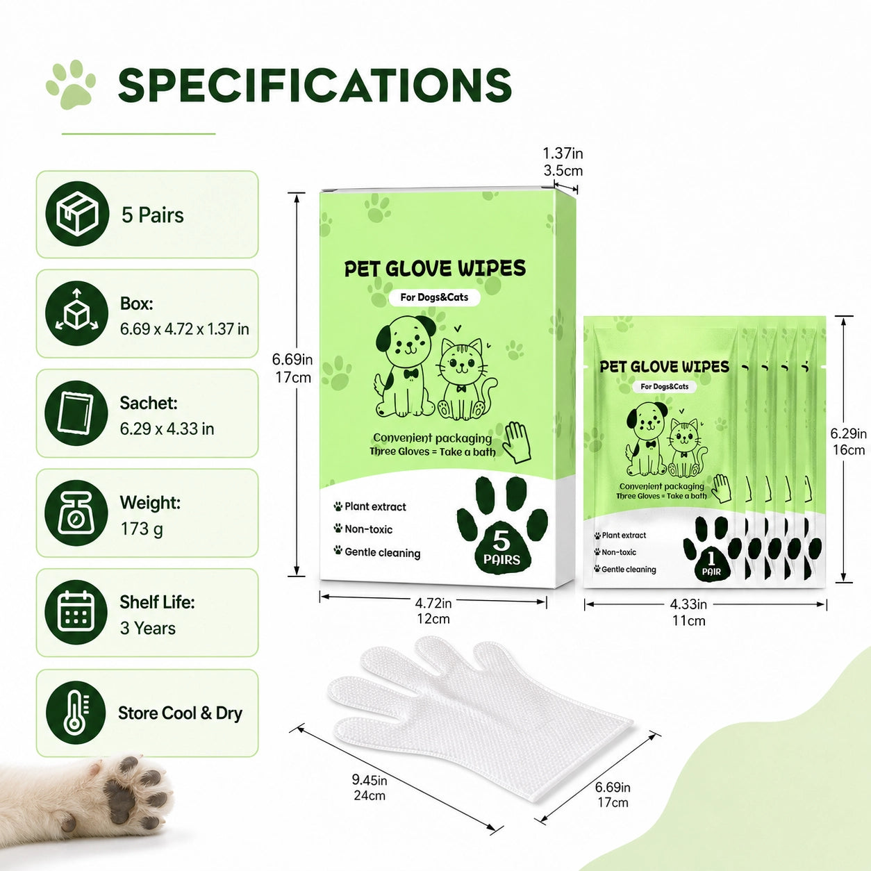 Pet cleaning glove wipes for dogs and cats additional product image