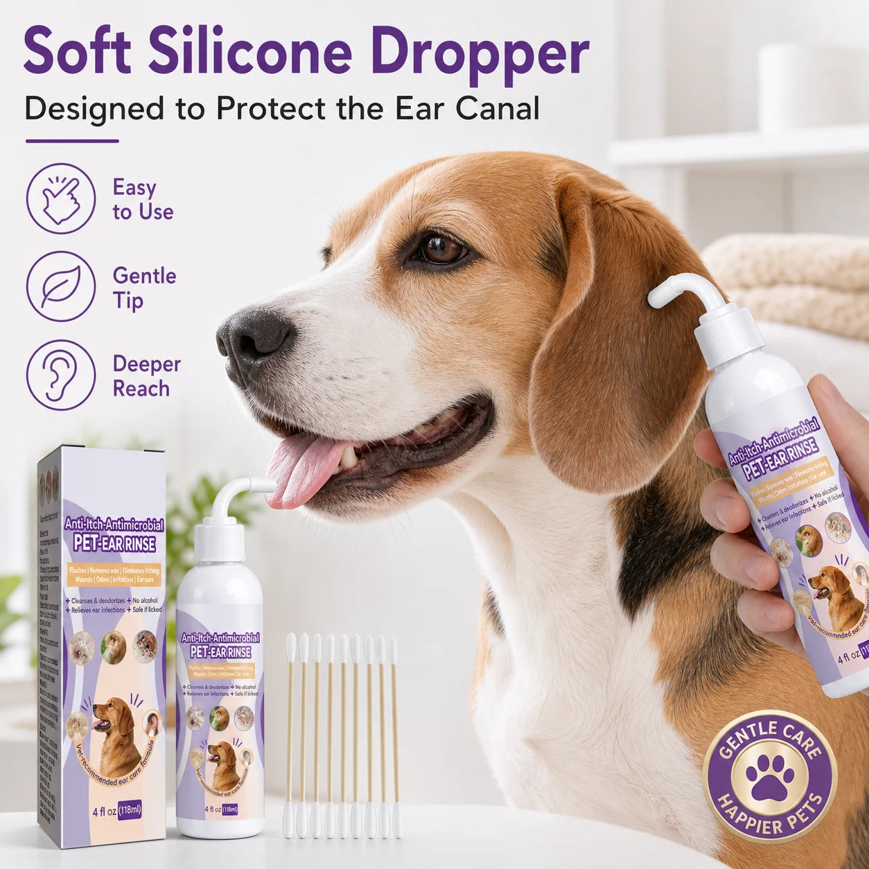 Dog and cat ear cleaner drops for odor and wax usage image