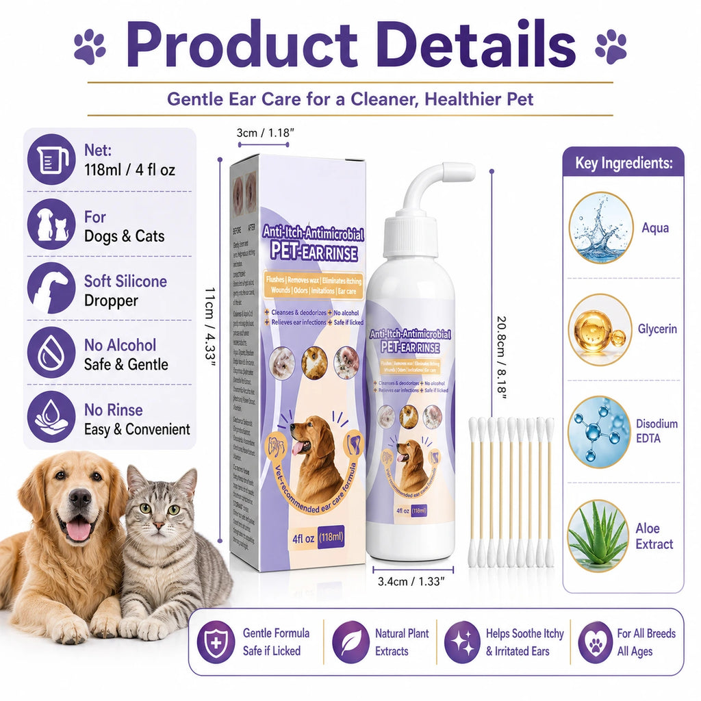 Dog and cat ear cleaner drops for odor and wax additional product image