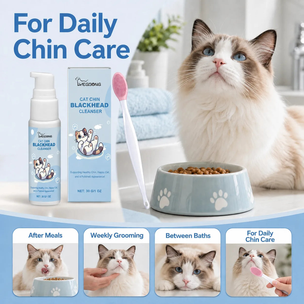 YEGBONG cat chin cleaning kit for daily grooming routines