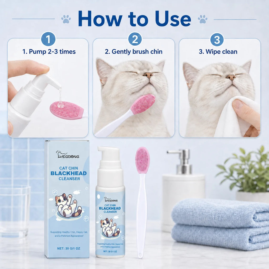 How to use the YEGBONG cat chin cleanser and silicone brush