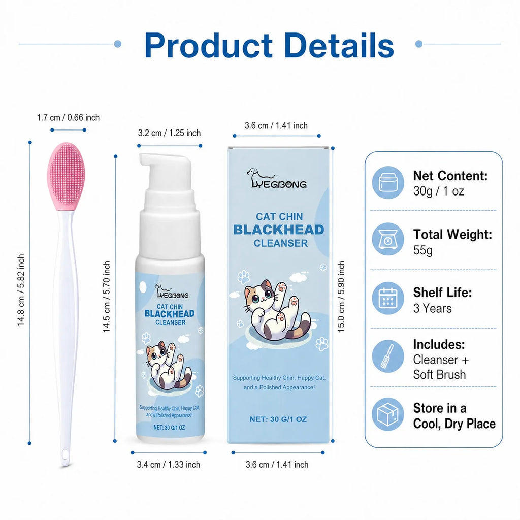 YEGBONG cat chin cleaning kit dimensions and product details