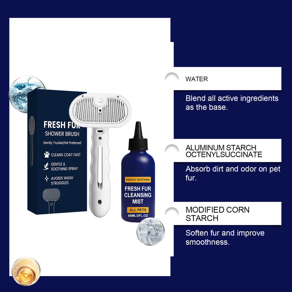 Dog & Cat Detangling Spray and Grooming Brush Set
