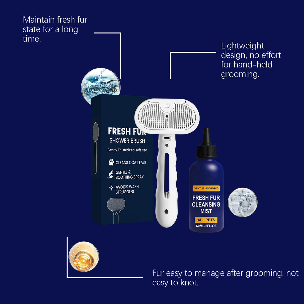 Dog & Cat Detangling Spray and Grooming Brush Set