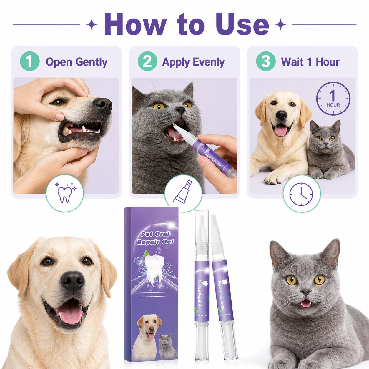 Pet dental gel for dogs and cats benefit image