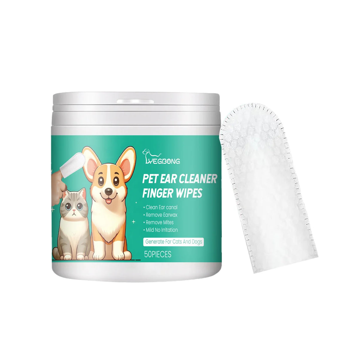 Dog and cat ear cleaning wipes for odor and wax main product image