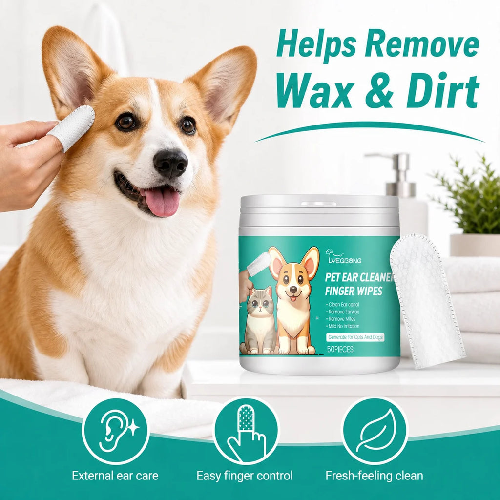 Dog and cat ear cleaning wipes for odor and wax product detail image