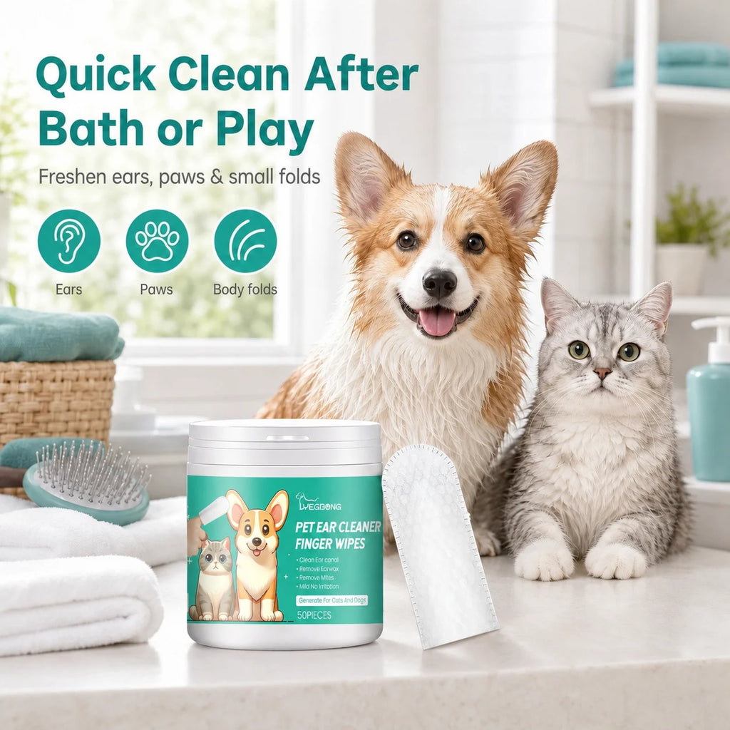 Dog and cat ear cleaning wipes for odor and wax additional product image
