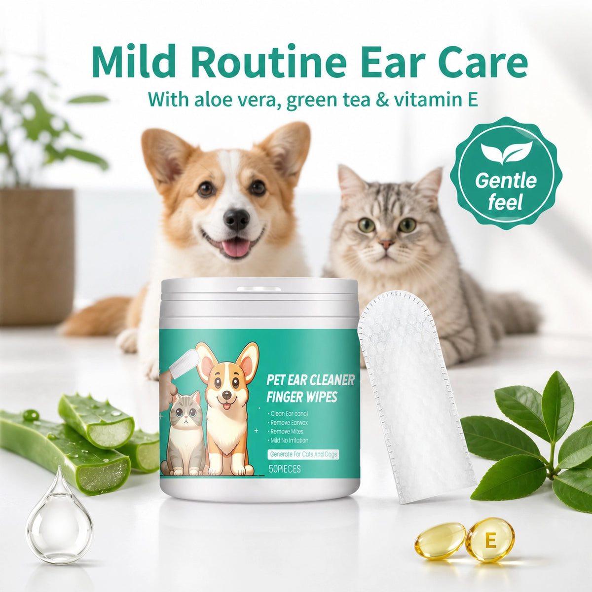 Dog and cat ear cleaning wipes for odor and wax usage image