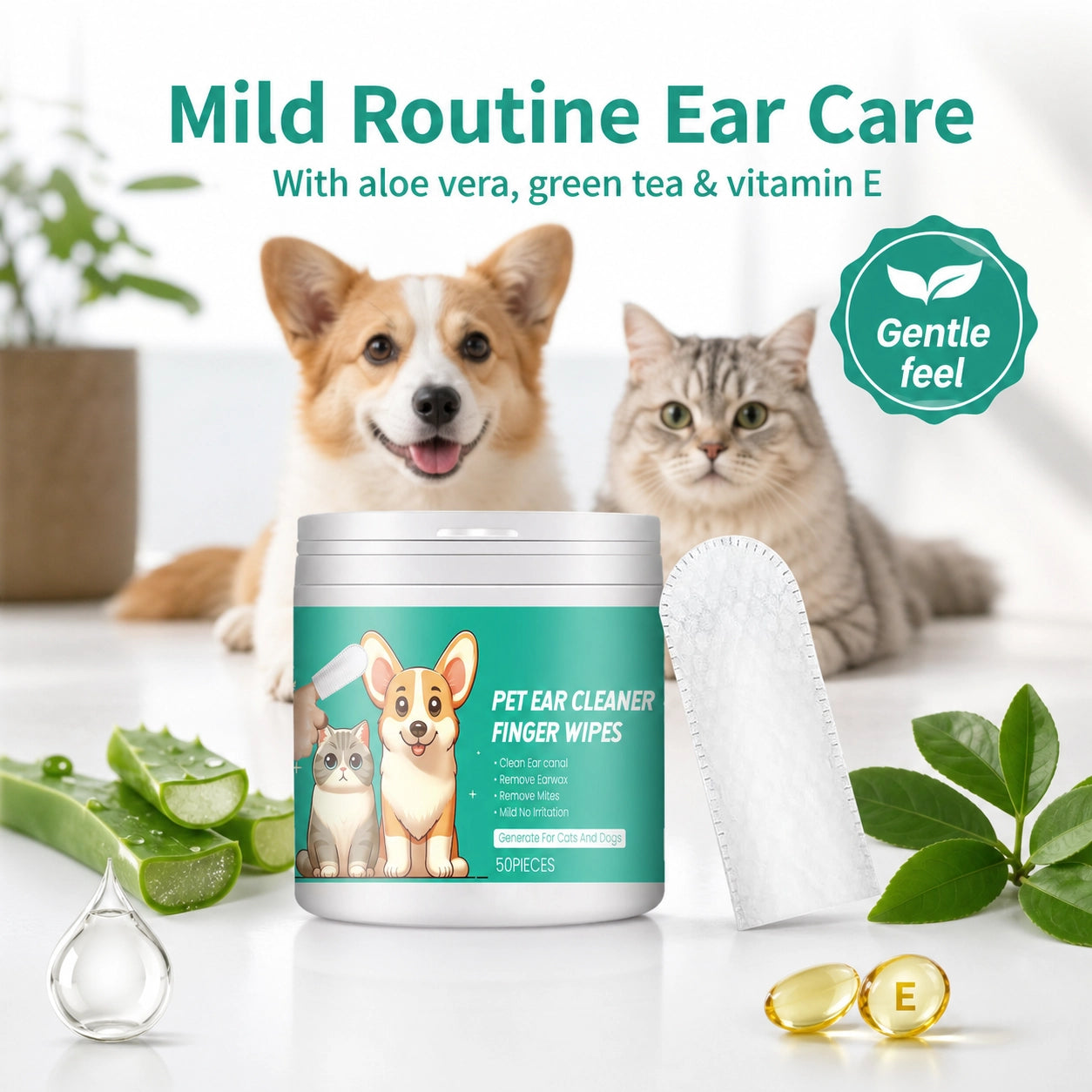 Dog and cat ear cleaning wipes for odor and wax usage image