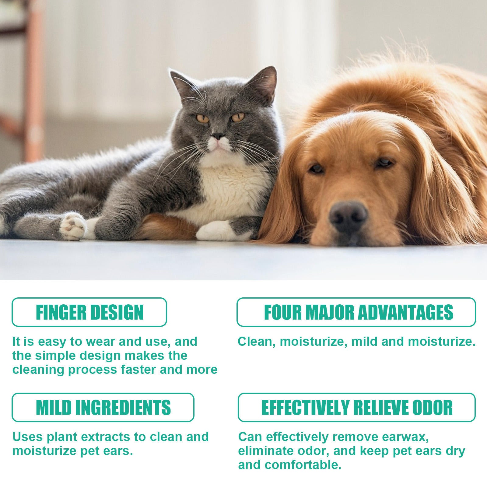 Dog & Cat Ear Cleaning Wipes for Odor & Wax