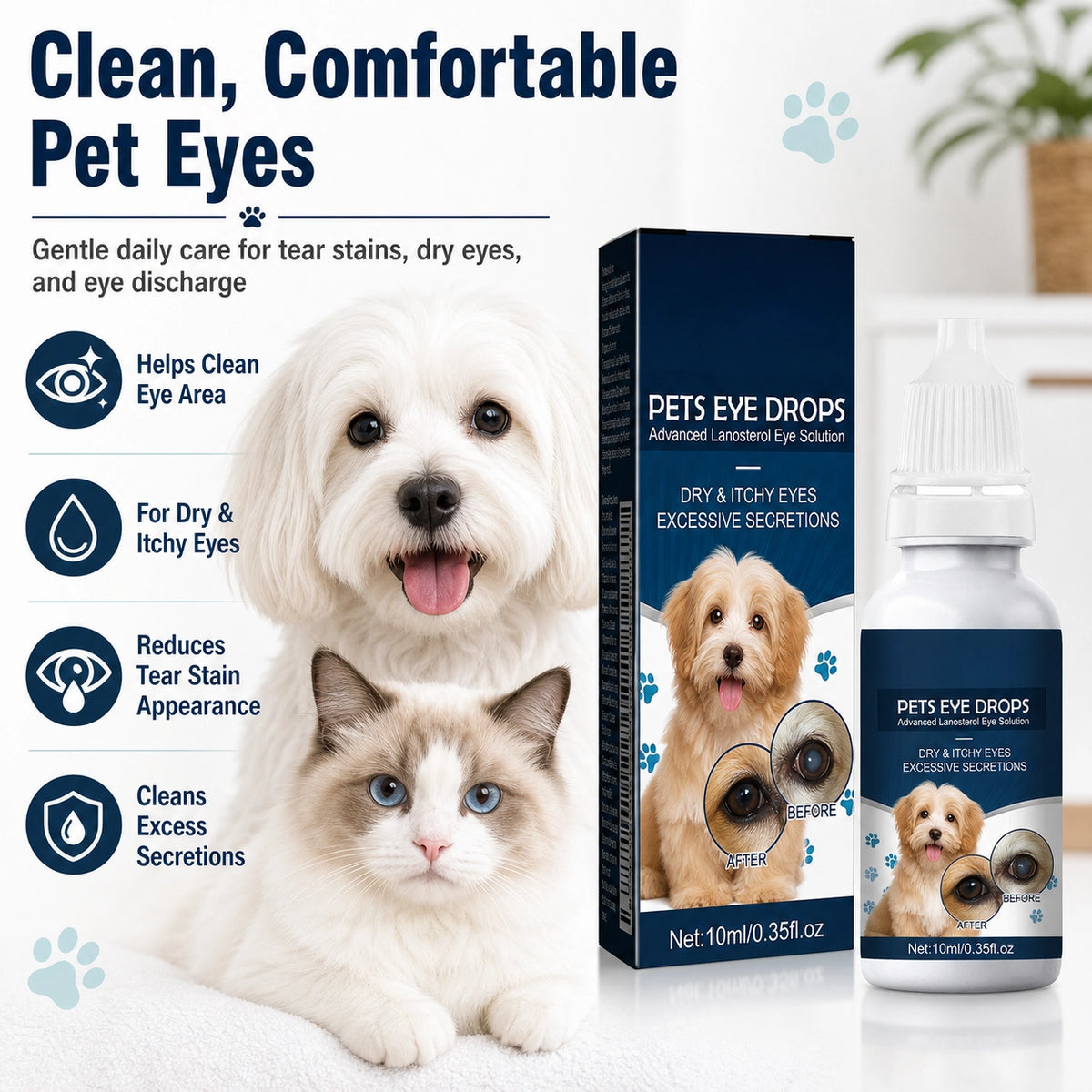 Dog and cat eye wash drops for tear stains product detail image