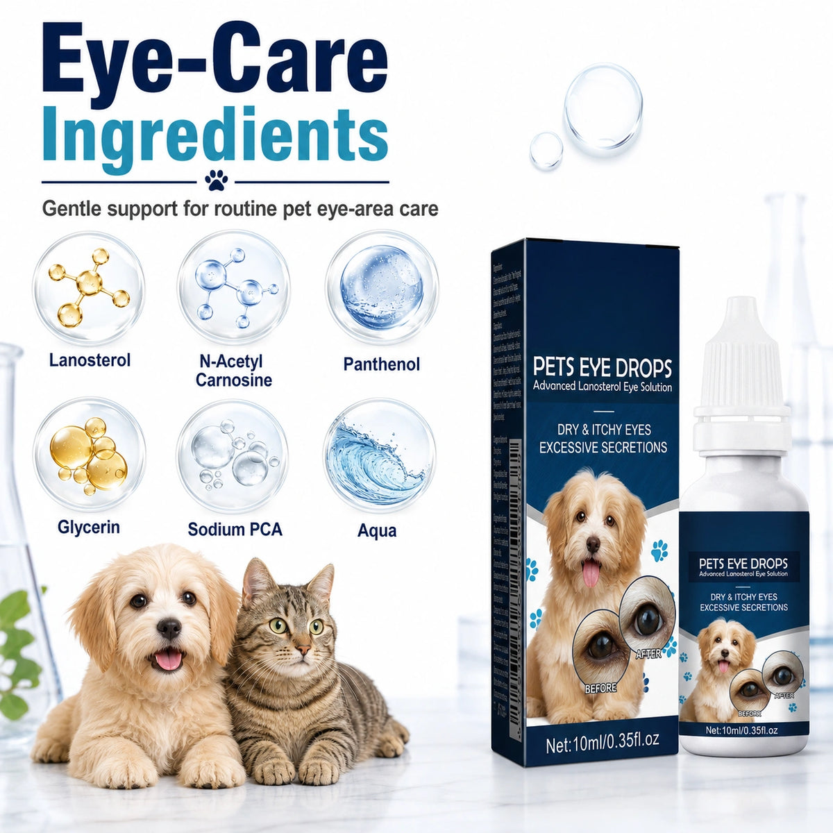 Dog and cat eye wash drops for tear stains benefit image