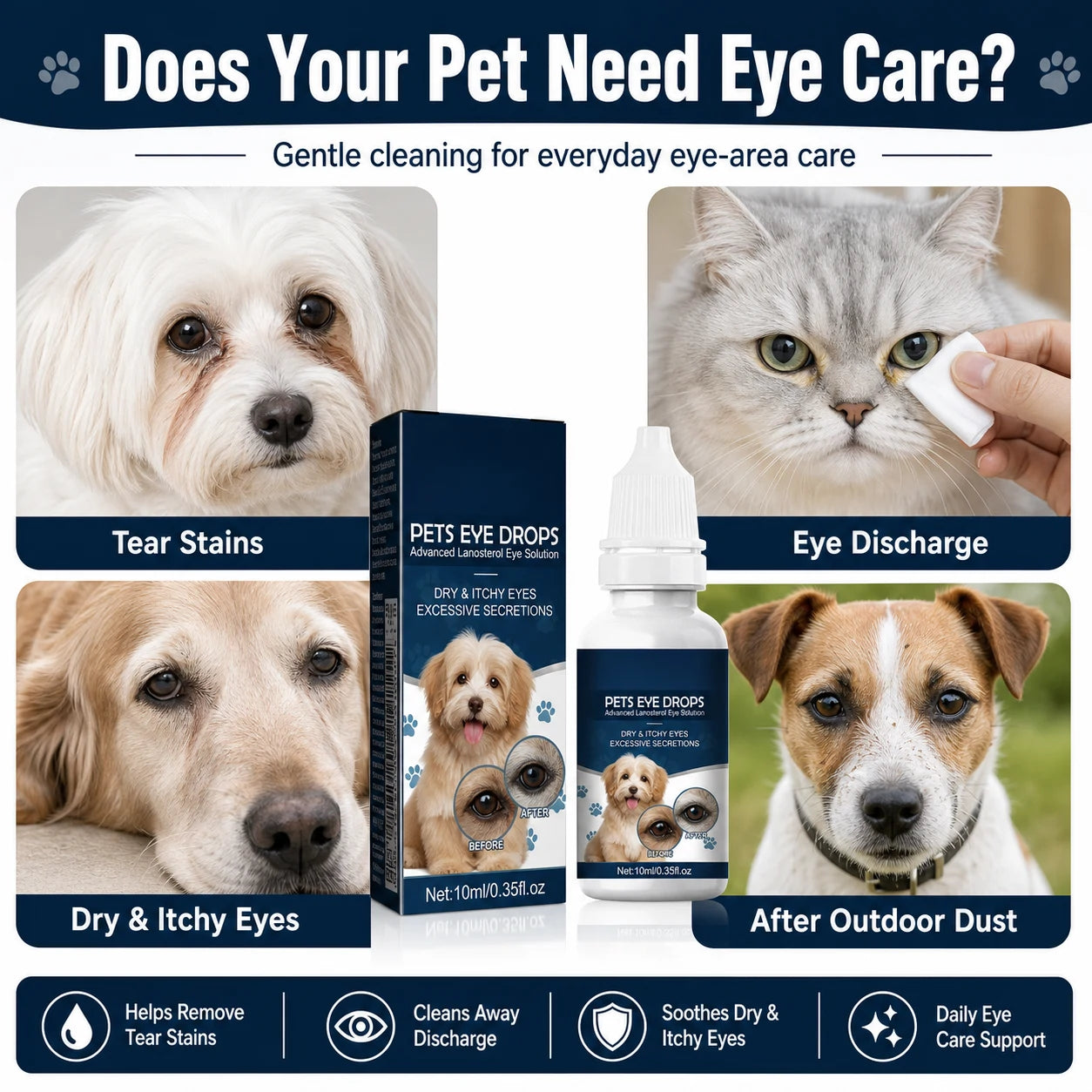 Dog and cat eye wash drops for tear stains size image
