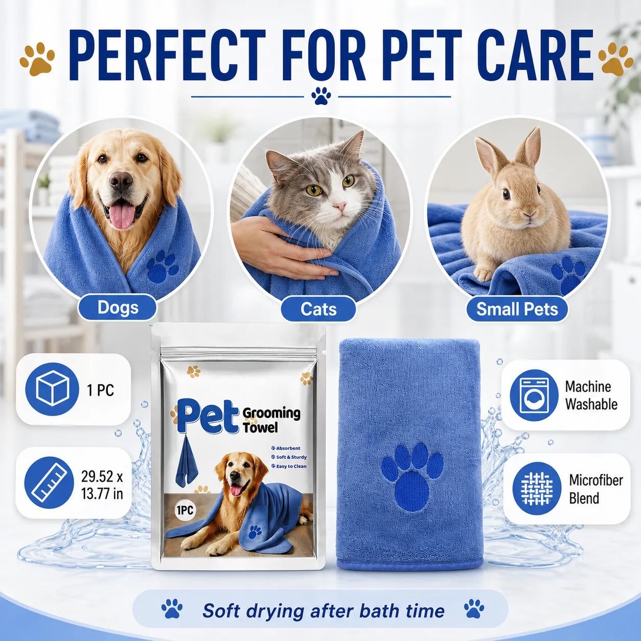 Pet grooming towel for dogs and cats additional product image