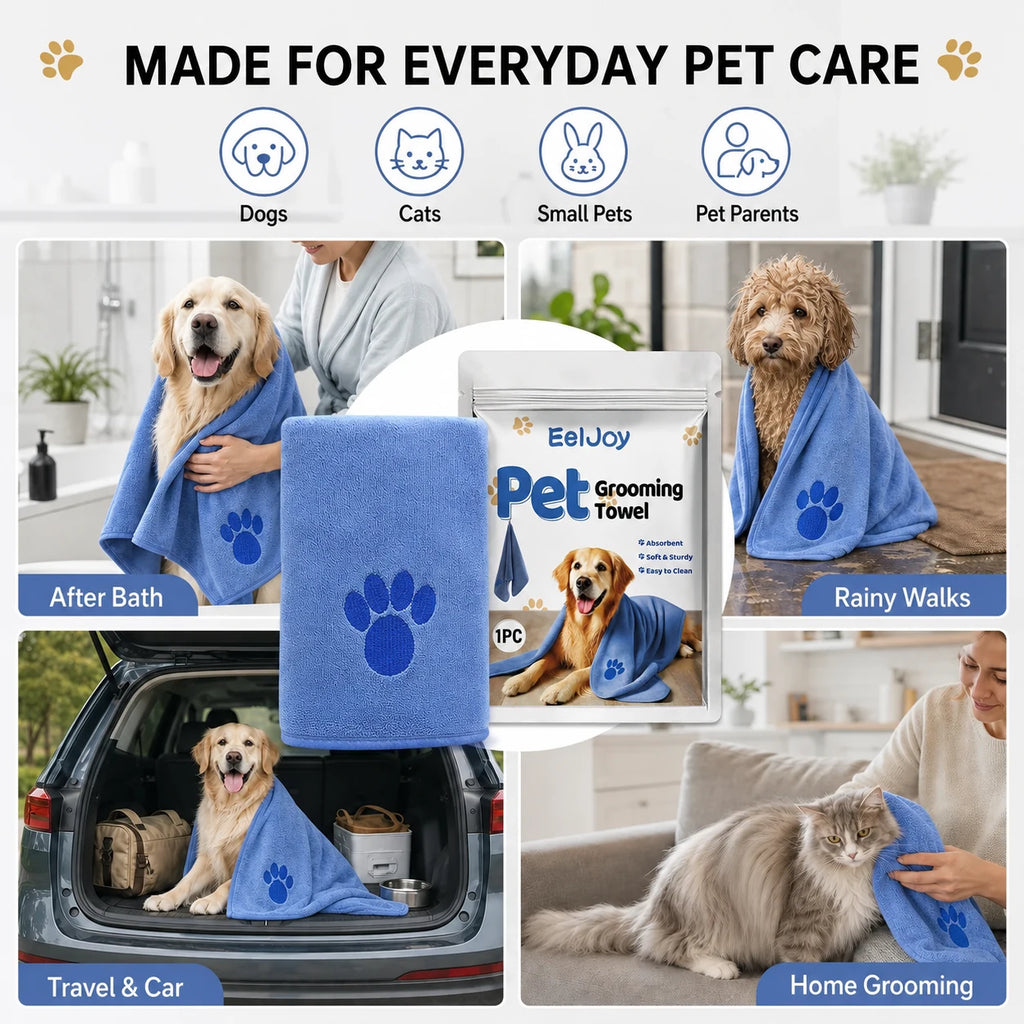 Microfiber bath towel for drying dogs and cats after grooming