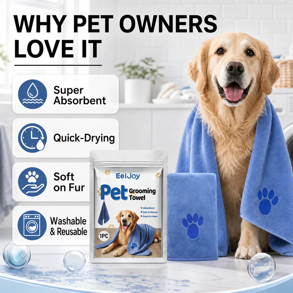 Lightweight microfiber pet towel for home grooming and drying