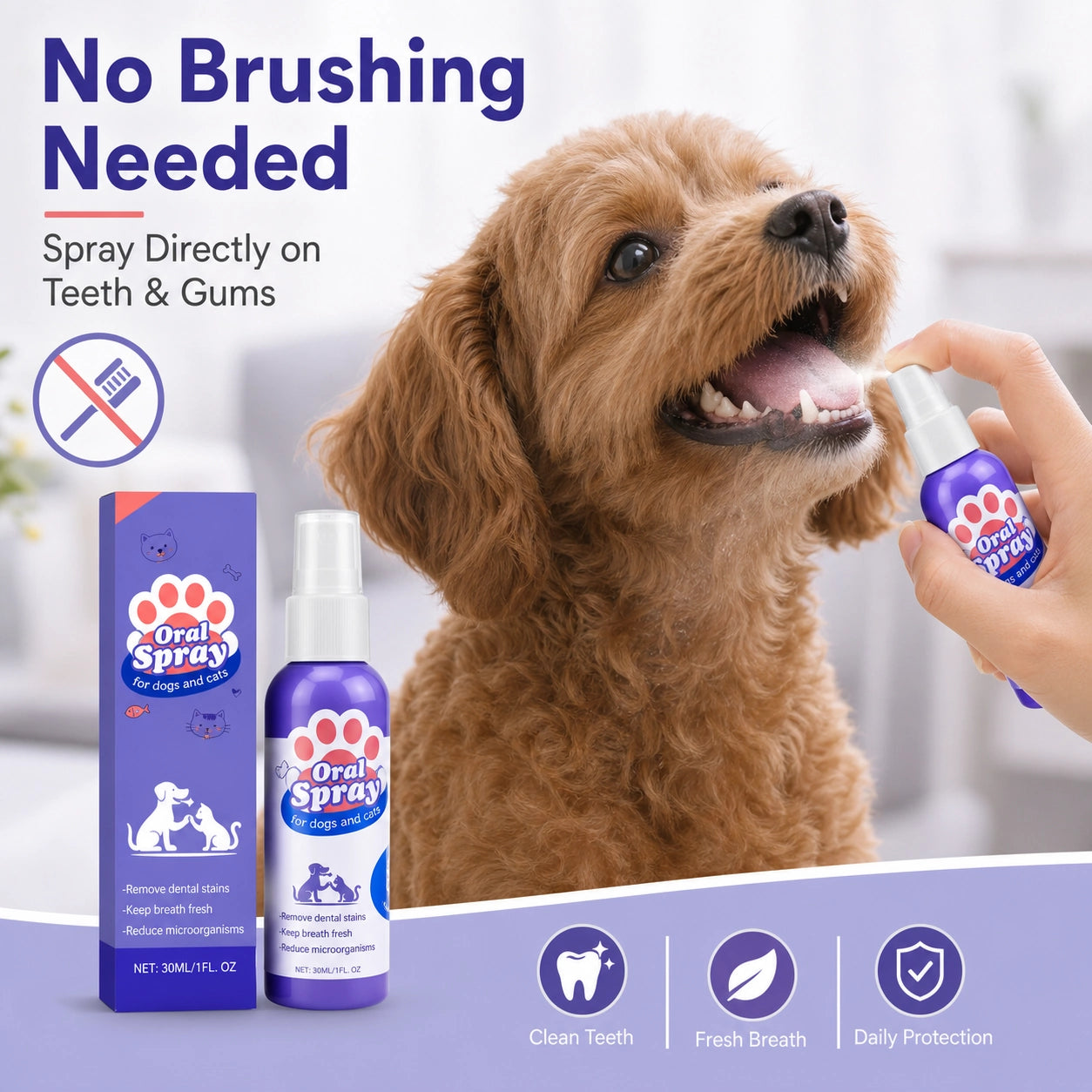 Dog and cat dental spray for fresh breath benefit image