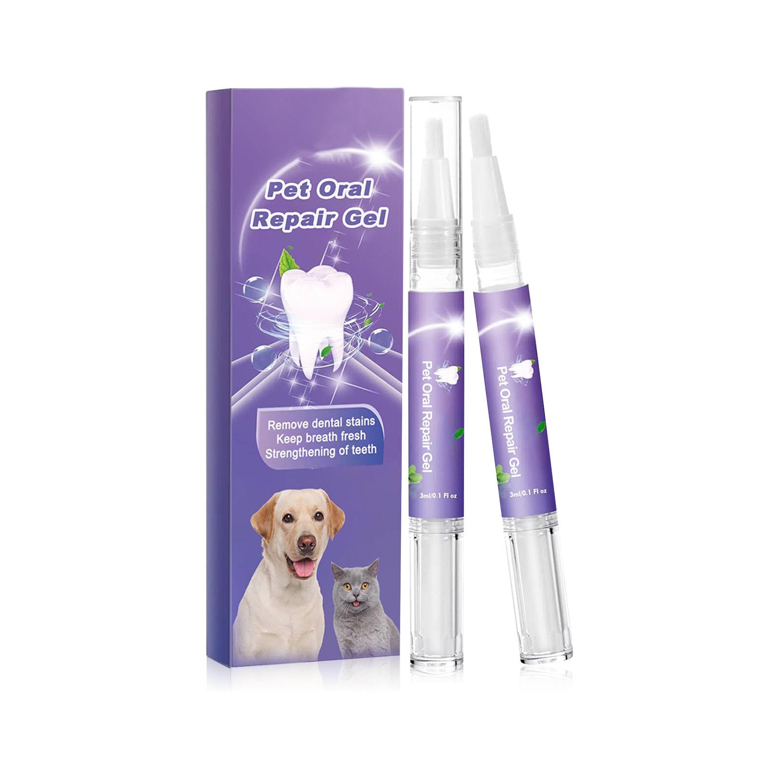 Pet Dental Gel for Dogs & Cats, 2-Pack