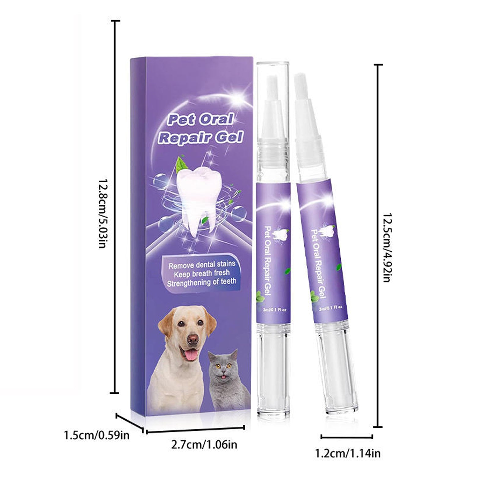 Pet Dental Gel for Dogs & Cats, 2-Pack