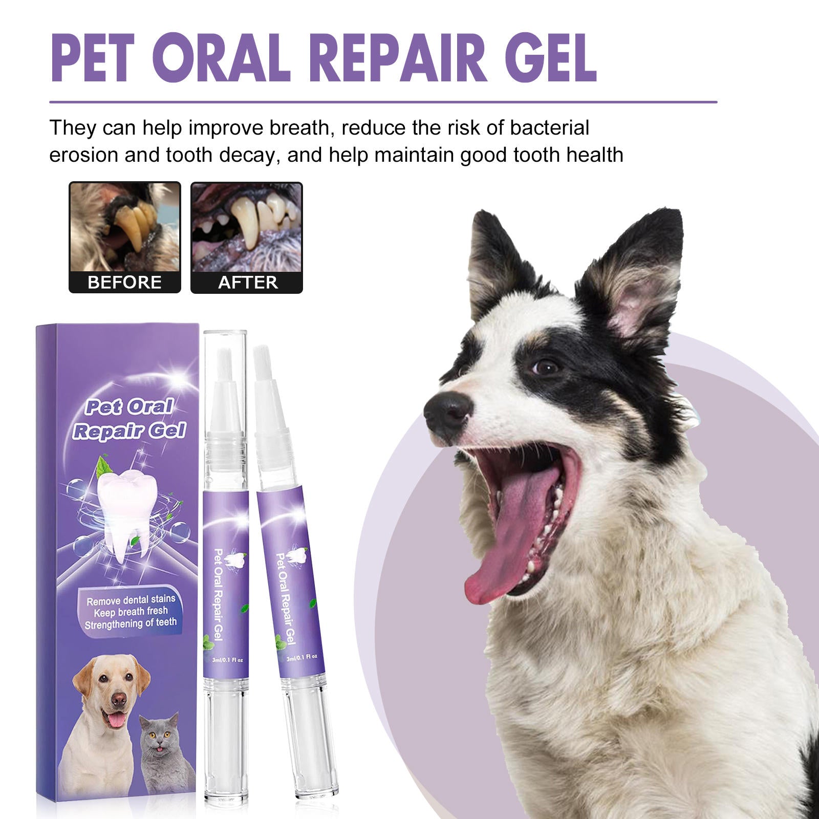Pet Dental Gel for Dogs & Cats, 2-Pack