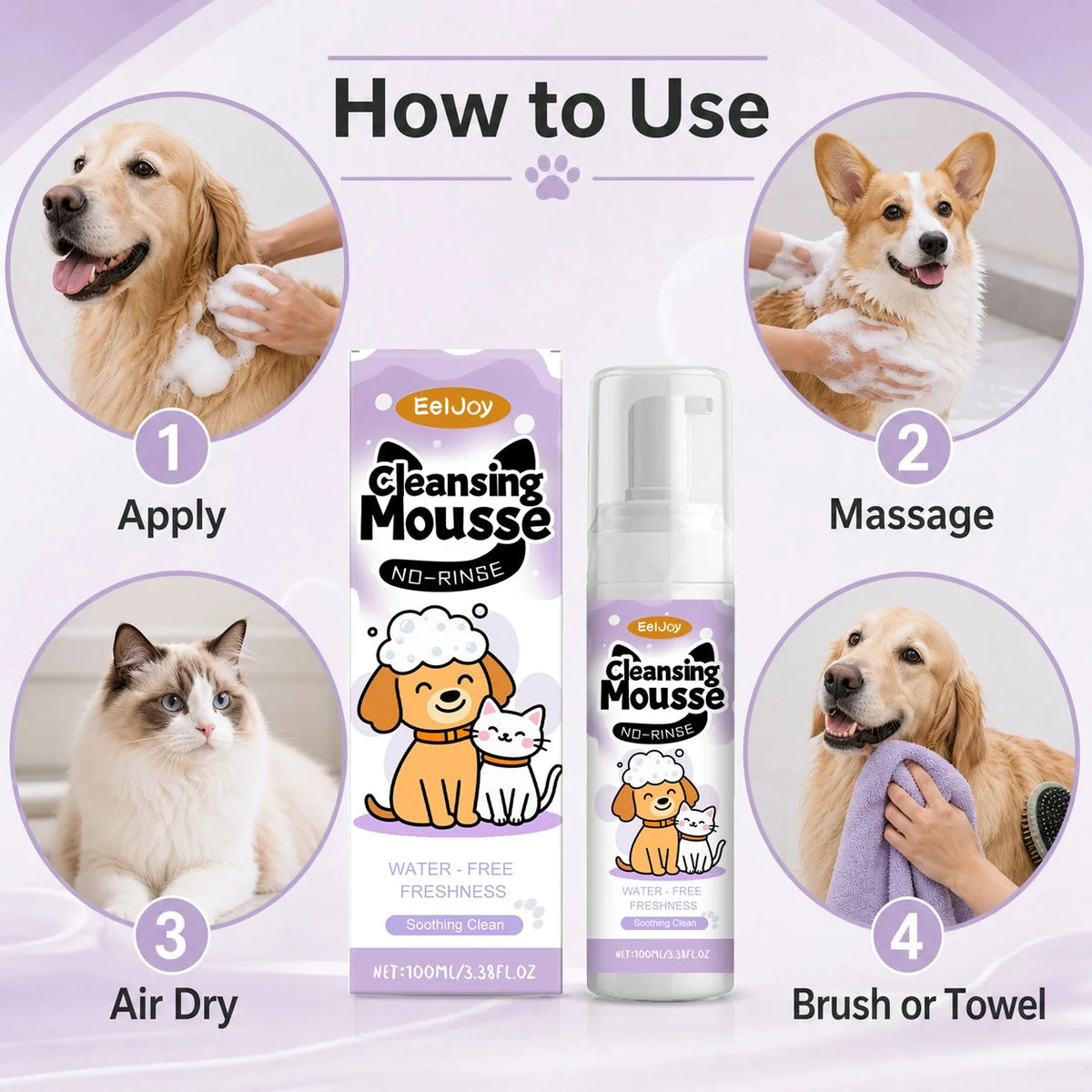 No-rinse dog and cat cleansing mousse size image