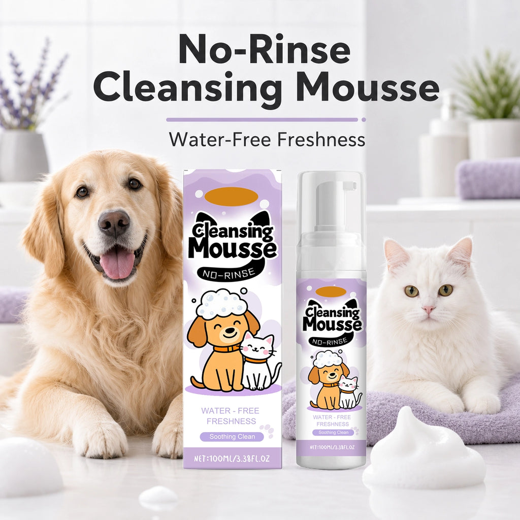 No-rinse dog and cat cleansing mousse product packaging image